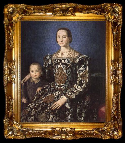 framed  Agnolo Bronzino Portrait of Eleonora of Toledo with Her Son Giovanni de